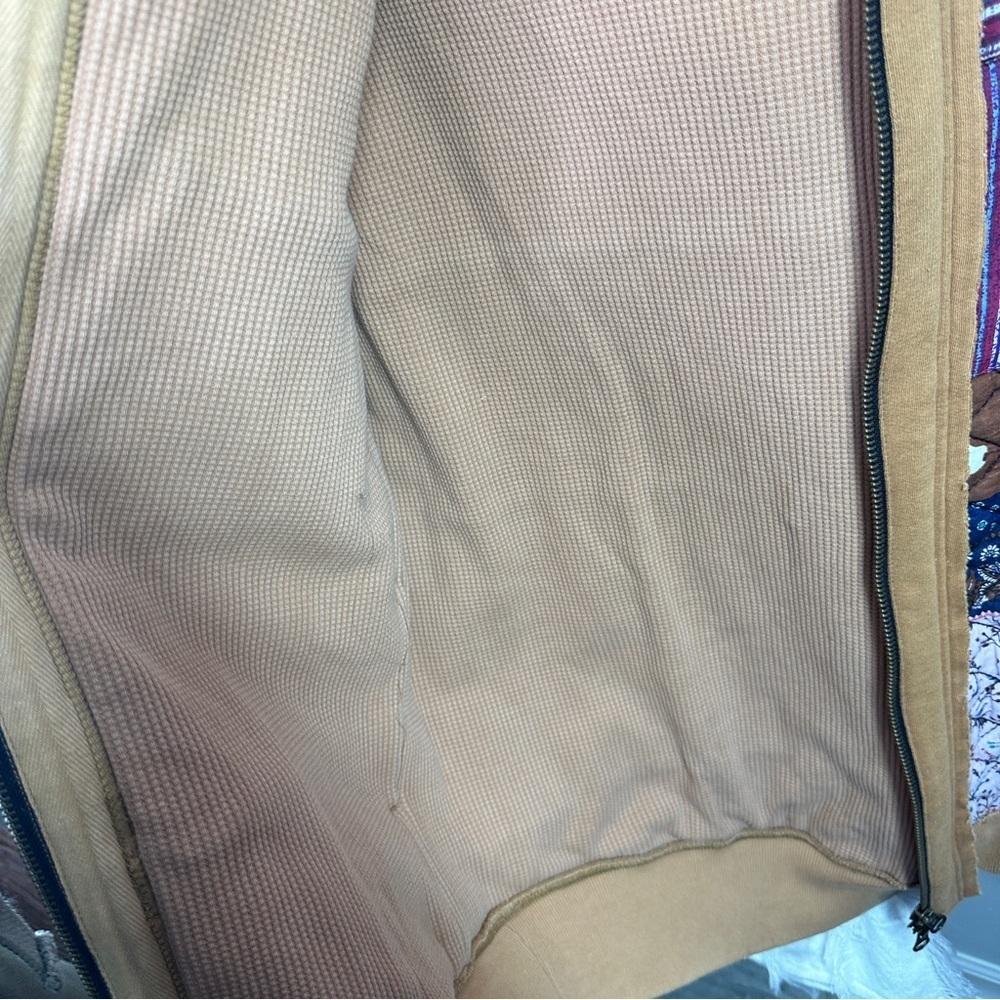 Free People Orange Quilted Patchwork Jacket sz S - Picture 7 of 9